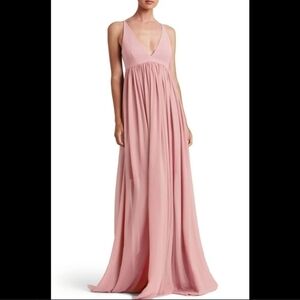 Dress The Population Bridal Phoebe Chiffon Gown in Blush Pink size Medium